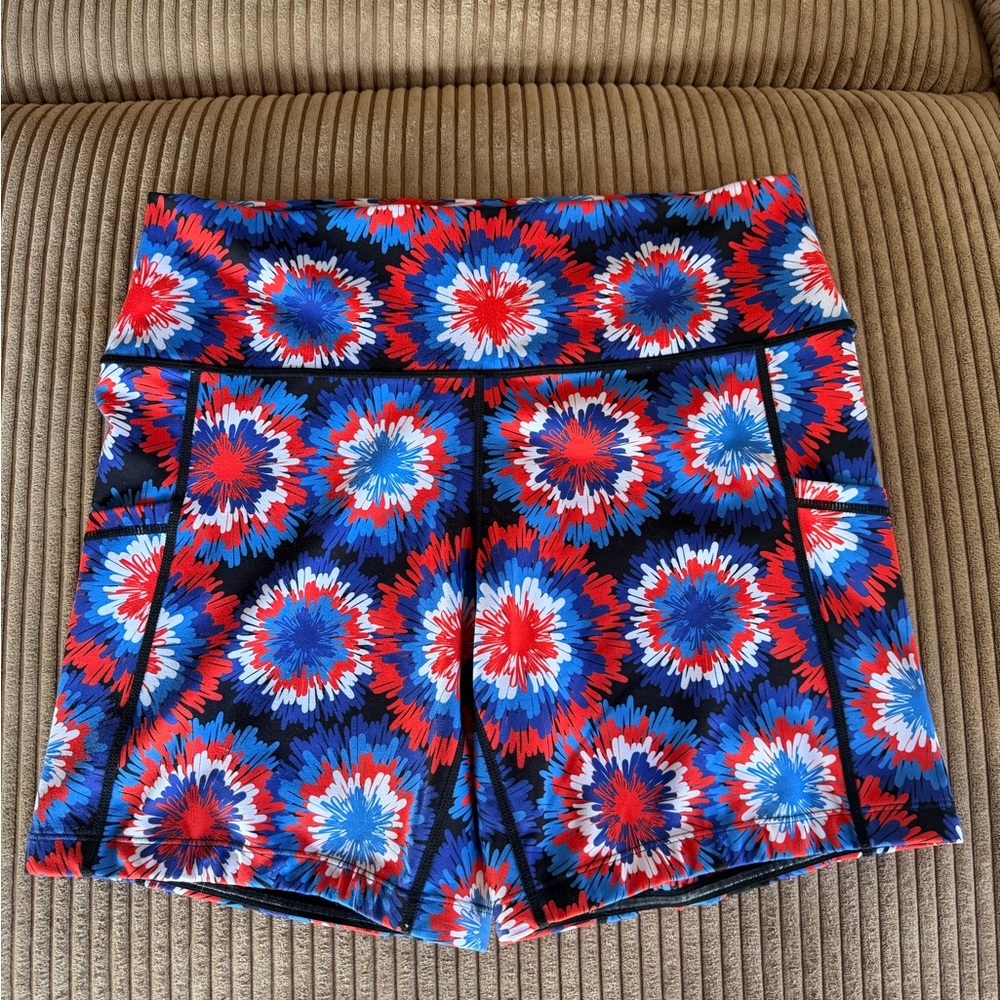 Constantly Varied Gear Red and Blue Floral Athletic Shorts